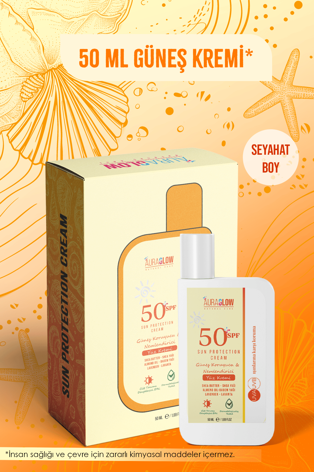 AURA GLOW SPF 50+ Güneş Koruyucu Krem 50 Ml